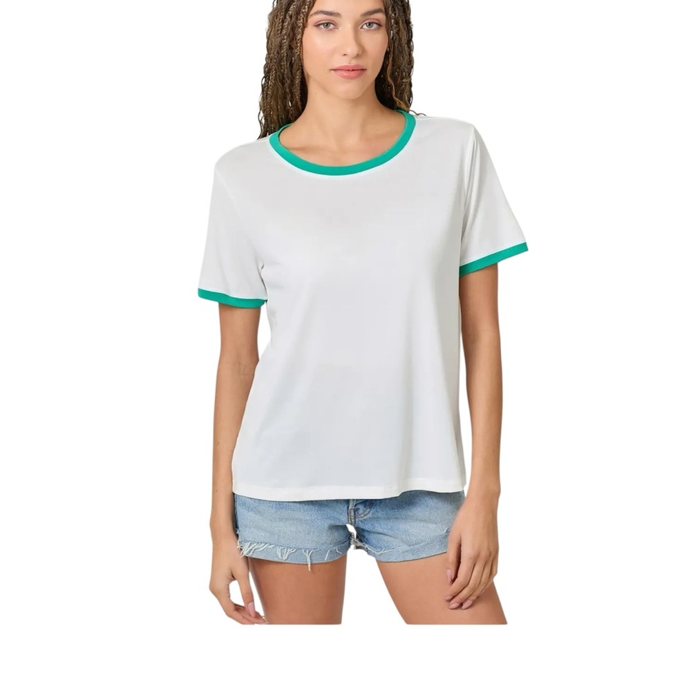 Mystree Teal contrast ringer tee size Large